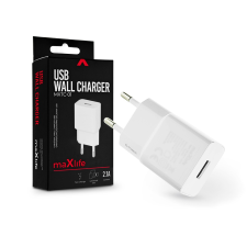 Maxlife Maxlife USB hálózati töltő adapter - Maxlife MXTC-01 USB Wall Fast Charger - 5V/2,1A - fehér mobiltelefon, tablet alkatrész