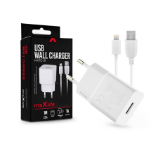 Maxlife tf-0101 univerzális fehér hálózati töltő adapter + 1m lightning töltő és adatkábel kábel és adapter