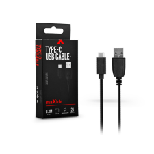 Maxlife USB - USB Type-C adat- és töltőkábel 20 cm-es vezetékkel - Maxlife Type-C Power Bank USB Cable - 5V/2A - fekete mobiltelefon kellék