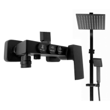  MAXO Zuhanyszett csapteleppel, rendkívül vékony esőzuhannyal fekete csaptelep