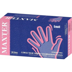Maxter Védőkesztyű, egyszer használatos, nitril, S méret, 100 db, púder nélküli, kobaltkék (MER008) (HGK-BHRE999976)