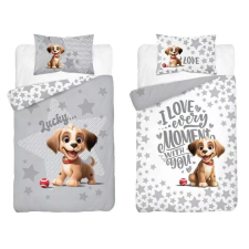 Maya Moo Gyerek Bambusz ágyneműhuzat 100x135cm - Kutyus szürke babaágynemű, babapléd