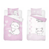 Maya Moo Gyerek pamut ágyneműhuzat 100x135cm - Cica "Lovely" rózsaszín