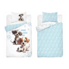 Maya Moo Gyerek pamut ágyneműhuzat 90x120cm - Kutyusok fehér/kék