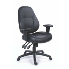 MAYAH Irodai szék, állítható karfával, fekete, puha bonded bőrborítás, fekete lábkereszt, MAYAH "Champion Plus" forgószék