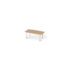 MAYAH Tárgyalóasztal, íves, szürke fémlábbal, 80/95x190 cm, MAYAH Freedom SV-43, kõris íróasztal