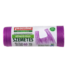 Mazzini Szemeteszsák újrahasznosított MAZZINI 60L köthető füles 15 darabos tisztító- és takarítószer, higiénia