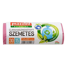 Mazzini Szemeteszsák újrahasznosított MAZZINI köthető füles 30L 15 db/tekercs tisztító- és takarítószer, higiénia