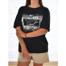 MB Collection Női Póló - Környakú, Exclusive Dream Repeat Grafikával, Fehér és Arany Detailinggel M25-1-WPO-5526/T007