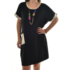 MB Collection női ruha/overál - Laza, bő fazonú, elején aranyszínű dísz zsebbel, ajándék nyaklánccal M25-1-20250403-7/T007