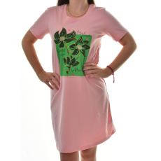 MB Collection női ruha/overál - Lefelé bővülő fazonú, elején zöld színű nyomott virágmintával és feirattal M25-1-WPO-5536-ROSE/T011