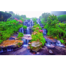  MÉDIA Cascada50 fal matrica tapéta, virágos kerti vízesés, 220 x 135 cm tapéta, díszléc és más dekoráció