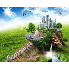  MÉDIA Green city öntapadós és mosható fali tapéta, 220 x 135 cm tapéta, díszléc és más dekoráció