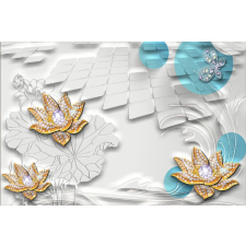  MÉDIA öntapadó és mosható fali tapéta, tavirózsa pillangóval, 220 x 135 cm tapéta, díszléc és más dekoráció