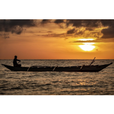  MÉDIA Plaja64 Csónakkal a napfelkeltében öntapadós tapéta, 270 x 200 cm tapéta, díszléc és más dekoráció