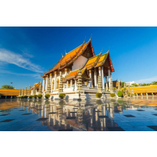  MÉDIA vászonkép, Bangkok templom, Thaiföld, 105 x 70 cm grafika, keretezett kép