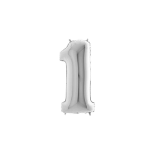 MegaShape - ezüst színű 1-es szám fólia lufi party kellék