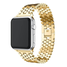 Méhsejt Apple Watch 38/ 40/ 41 mm, rozsdamentes acél szíj méhsejt mintás, gold okosóra kellék