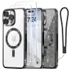Meifigno iPhone 16 Pro tok MagSafe kompatibilis, 2 kijelzővédővel, csillámos kártyával és csuklópánttal