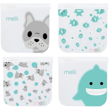 Melii Bulldog és cápa újrafelhasználható uzsonnás tasakok, 4 db uzsonnás doboz