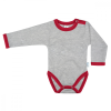  Melírszürke-piros hosszú ujjú koraszülött baba body (2-7 munkanap közötti kiszállítás)