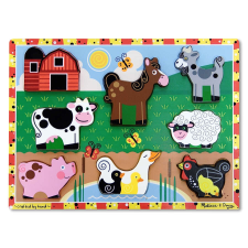 Melissa & Doug Dombornyomott fa kirakós játék Haszonállatok puzzle, kirakós