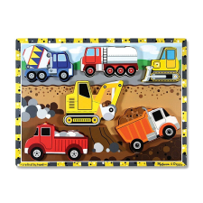 Melissa & Doug Dombornyomott fa puzzle Építőipari gépek puzzle, kirakós