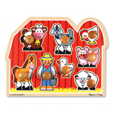 Melissa & Doug Melissa & Doug Fa készségfejlestő játék, Puzzle fogantyúval Farm puzzle, kirakós