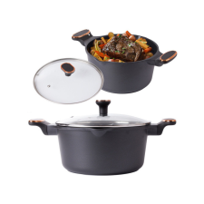  Mély edény fedővel indukciós gáztűzhelyhez, tapadásmentes bevonattal 5 literes méretben. edény