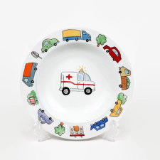  Mentőautós mélytányér tányér és evőeszköz