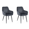 Mercaton 2 konyhai/nappali székből álló készlet, Mercaton, solden, bársony, fém, sötétszürke és fekete, 55x45.5x83.5 cm