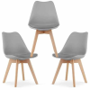 Mercaton 3 db Mercaton Grosseto szék, skandináv stílusú, fa lábakkal, PP ülőfelülettel és ökobőr párnával, maximum 120 kg, 49 x 45 x 82 cm, világosszürke színben.