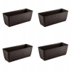 Mercaton 4 db-os dekoratív ültetőkészlet, Mercaton, rattan utánzat, barna, 49,2x17,2x17,4 cm, 49.2x17,2x17,4 cm