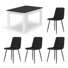 Mercaton Étkezőasztal/nappali + 4 szék Kara, Mercaton, fa, fekete-fehér, 120x80x75 cm bútor