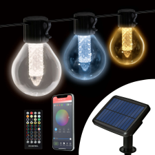 Mercaton Intelligens napelemes lámpák - 15 fehér LED - állítható színhőmérséklet - 7,5 m - bluetooth kültéri világítás