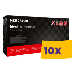 Mercator Ideall Moto vastagított, hosszított, polimerizált és textúrált púdermentes nitril védőkesztyű fekete 100db (Karton - 10 csomag)
