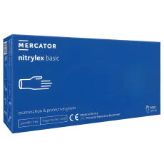 Mercator Medical Zrt MERCATOR NITRYLEX BASIC A100 BLUE - nitril púdermentes kék vizsgálókesztyű L