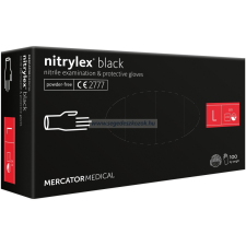 MERCATOR nitrylex black púdermentes nitril kesztyű L 100db - Fekete gumikesztyű gyógyászati segédeszköz
