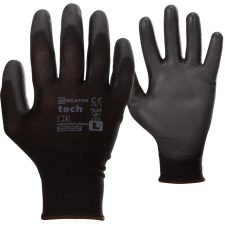  MERCATOR Tech black+black PU mártott munkavédelmi kesztyű 12pár - 9/L védőkesztyű