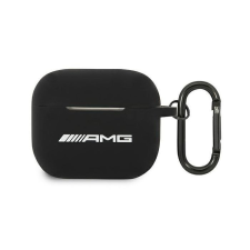 Mercedes Airpods 3 szilikon tok akasztóval, fekete, Mercedes AMG AMA3RBK tok és táska