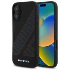 Mercedes AMG AMHMP16S2SCFR Checkered Flag Pattern MagSafe-kompatibilis keménytok iPhone 16 - fekete tok és táska
