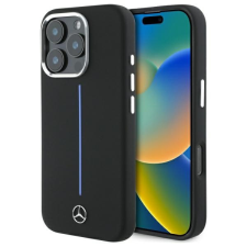 Mercedes MEHMP16L23SUMBK Silicone Blue Stripe MagSafe keménytok iPhone 16 Pro - fekete tok és táska