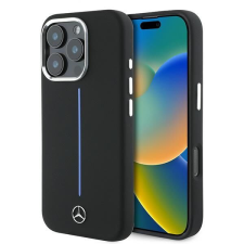 Mercedes MEHMP16X23SUMBK Silicone Blue Stripe MagSafe keménytok iPhone 16 Pro Max - fekete tok és táska