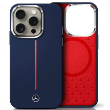Mercedes MEHMP16X23SUMRV Silicone Red Stripe MagSafe-kompatibilis keménytok iPhone 16 Pro - tengerészkék tok és táska