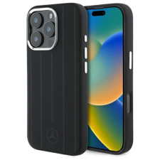 Mercedes MEHMP16X23SUVSK Silicone Vertical Tonal Stripes MagSafe-kompatibilis keménytok iPhone 16 Pro - fekete tok és táska