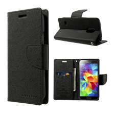 Mercurycase MERCURY Fancy Diary tok álló, bőr hatású (FLIP, oldalra nyíló, bankkártya tartó, asztali tartó funkció) FEKETE [Samsung Galaxy S5 mini (SM-G800)] (5996457496631) tok és táska