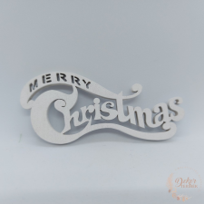  Merry Christmas felirat íves fehér - 10 cm dekorációs kellék