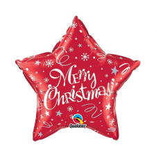 Merry Christmas Red Star, Karácsonyi fólia lufi 51 cm party kellék
