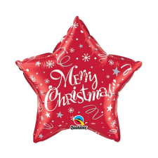 Merry Christmas Red Star, Karácsonyi fólia lufi 51 cm party kellék