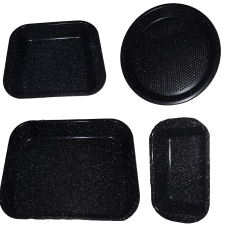 merystyle Tapadásmentes márványbevonatú 4 részes sütőkészlet, tepsi szett - fekete (RL-4BS) edény